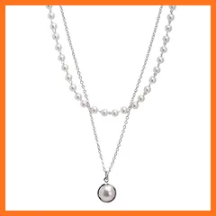 【新品】 [ドナリー] 真珠 パール あずきチェーン ネックレス チョーカー レディース (シルバー)