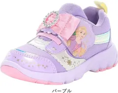 スニーカー キッズ 女の子 可愛い 通園 ベロクロ マジック 子供靴 アリエル ラプンツェル 白雪姫 ディズニー キャラクター tmdnc1368 パープル