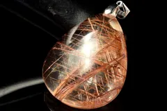 【１点物】シルバー925◇たっぷり針内包 ブロンズルチルクォーツ　35x28mm　ドロップ ペンダントトップ パワーストーン 天然石 _PC9011