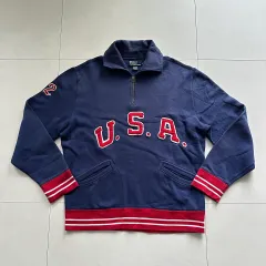 90s ポロラルフローレン USA ヴィンテージ ハーフジップ スウェット