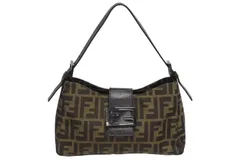 FENDI フェンディ マンマバケット ワンショルダーバッグ 8BR017 ズッカ柄  キャンバス レザー ブラウン 美品 中古 4b011364