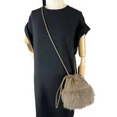 Drawer ドゥロワー ノベルティ ファー付き 巾着 ショルダーバッグ