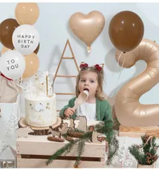 バルーン 記念写真 誕生日会 2歳 くすみカラー 淡色 おうちフォト フォトブース お祝い ハート 風船 セット