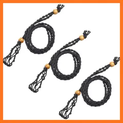 【新品】 [ideamall] ペンダントホルダー パワーストーン ネックレス 紐 マクラメ編み 手作り 3本セット (ブラック) 1