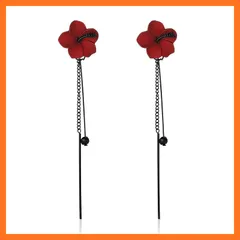 【新品】 KRUCKEL 揺れる ピアス ロング 上品 ブラック レッド 赤 ハイビスカス 女性 レディース 人気 ブランド 金属アレルギー対応 Daisy Flower Earrings - 0