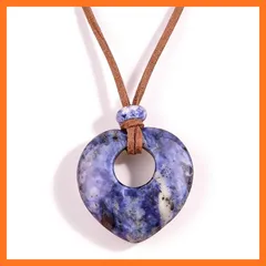 【新品】 [JoyFusion] パワーストーン ネックレス 開運ペンダント 天然石 ハート型 透かし彫り 40mm 黒曜石 ローズクォーツ アメジスト オニキス ペンダントトップ 男女兼用 ソーダライト 1
