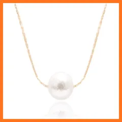 【新品】 [R-days代官山] コットンパール ネックレス 一粒 パール レディース シンプル カジュアル フォーマル パールネックレス ゴールドカラー 日本製 軽い （ホワイト）