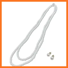 【新品】 [enliven] ロング パール ネックレス 2連 6mm (ピアスセット) 結婚式 お呼ばれ パーティー 普段使い 程よい軽さ 使いやすい 1