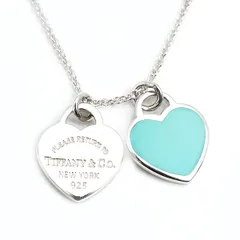 ティファニー ネックレス レディース リターン トゥ ブルー ダブル ハート タグ ペンダント ミニ スターリングシルバー TIFFANY SV925 中古