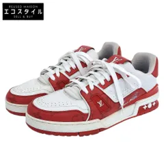 LOUIS VUITTON ルイヴィトン トレイナーライン スニーカー ＃54 シューズ メンズ レッド×ホワイト 25.5cm 1AANFH　22年製 6.5