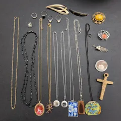 【遺品整理まとめて■61】ジュエリー　SILVER　S‐K 18K　ネックレス　ブローチ　リング　パール　べっ甲　アクセサリー