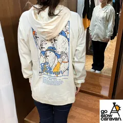 go slow caravan フェスクマ USA/C スクエア LOGO バックプリント ZIP フーディー ☆ メンズ ユニセックス シャツ ジップ パーカー 熊 くま 女子ウケ 爆買