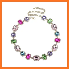 【新品】 Rumtock カラフルクリスタルビーズチョーカー チャンキーネックレス レディース ガールズ スパークルジュエリー プロム ウェディング スペシャルイベント, S, 金属, 宝石なし 0