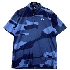 サイズ：2XL OAKLEY オークリー FOA400844 半袖ポロシャツ ボタンダウン カモフラ 迷彩柄 ネイビー系 [240101607340] ゴルフウェア メンズ ストスト