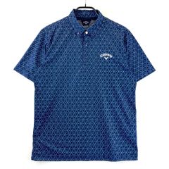 CALLAWAY ペイズリー ジャガード 総柄 半袖 ポロシャツ L ネイビー