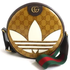 【ドンドン見直し】未使用品▼GUCCI×adidas グッチ×アディダス コラボ 702640 オフィディア スモール GGクリスタル トレフォイルパッチ ショルダーバッグ ブラウン×ホワイト イタリア製 箱・保存袋付き