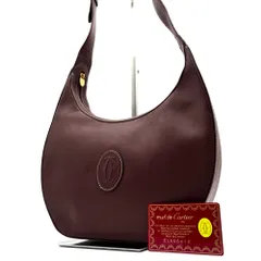 極美品 Cartier カルティエ ホーボー ワンショルダーバッグ ハーフムーン マストライン フォーマル ロゴ ボルドー