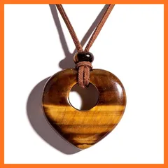 【新品】 [JoyFusion] パワーストーン ネックレス 開運ペンダント 天然石 ハート型 透かし彫り 40mm 黒曜石 ローズクォーツ アメジスト オニキス ペンダントトップ 男女兼用 タイガーアイ 1