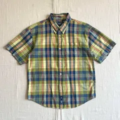 〜00s　archive　アーカイブ古着　紺タグ　OLD GAP　オールドギャップ　チェック柄　半袖コットンシャツ　グッドレギュラー　濃淡ピスタチオグリーン　Y2K　平成レトロ　plaid pattern short sleeve cotton shirt