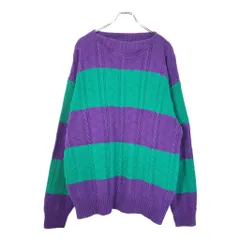 90年代 Banana Republic バナナリパブリック コットンニットセーター ファットボーダー バイカラー(メンズ XL)中古 古着 X2659