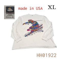 USA製スキープリント長袖TシャツXLホワイトHH01922