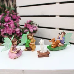 新品未使用 夜光動物 & ボートに乗るフェアリー 小動物 リアル動物 森の造景パーツ レジン製装飾