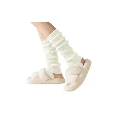 [YUMISS] レッグウォーマー レディース 温活 足元が冷えない 【二重ニット発熱素材・軽やかな着心地】足首ウォーマー ふわふわ あったか 冷え対策 防寒 締め付けない 寝る時用 ロング 靴下 (クリームイエロー, Free Size) 0