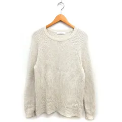 グリーンレーベルリラクシング ユナイテッドアローズ green label relaxing コットン ワッフル ニット セーター カシミヤ混 クルーネック ラグランスリーブ リブ スリット 長袖 L ベージュ /NT30