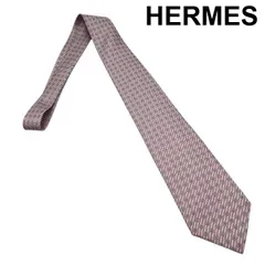 ● エルメス HERMES ネクタイ シェーヌダンクル デザイン ピンク 水色 シルク メンズ 6V104
