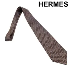 ● エルメス HERMES ネクタイ Hデザイン ネイビー オレンジ シルク メンズ 6V095