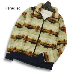 Paradiso パラディーゾ ゴルフ ロゴ刺繍★ グラフィック 風景柄 ジップ トラック ジャージ ジャケット ブルゾン Sz.L メンズ