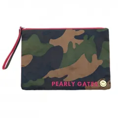 パーリーゲイツ ポーチ ダークグリーン×ブラウン 迷彩 カモフラ ニコちゃん スマイル クラッチバッグ  ゴルフ PEARLY GATES