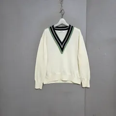 Vネック シンプル ウール素材 ニット FF n1404