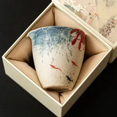 新品未使用 工場直売 染付け燧石公道杯 手描き金彩蓮の韻 お茶道具アクセサリー 茶海 耐熱