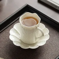 新品未使用 草木灰釉カップセット 高級精巧 家庭用陶器オーナーカップ 中国風アフタヌーンティーカップ お茶器