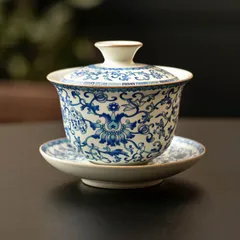 新品未使用 汝窯 陶磁器 三才 蓋碗 ティーカップ 家用 青花 枝 功夫 茶道具 茶碗 高級 茶道具 お茶入れ 器
