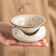 新品未使用 工場 手作り ピンク 花 茶漏 茶 茶隔 茶葉 網 茶道具 アクセサリー 公道杯 陶磁器 茶器