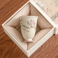 新品未使用 手作り玉蘭花高台カップ 湯呑み 女性向け個人用オーナーカップ 高級陶器個人用お茶器