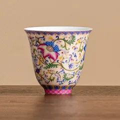 新品未使用 琺瑯彩香りカップ 湯呑み 女性向け高級お茶器 中国風陶器お茶器 オーナーカップ