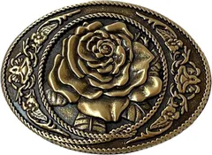 start.side スタートサイド startside ベルトバックル バックルのみ ブラス 真鍮 金具 ベルト製品 (薔薇柄丸型,  39mm)