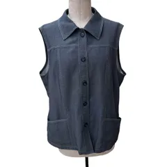 Leilian レリアン レディース トップス ベスト ジレ デニム柄 ポリエステル100％ 13+ 大きなサイズ