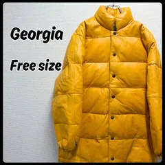 【非売品】GEOGIA オールレザー ジャケット アウター ダウンジャケット Mサイズ イタリア製 羊皮 イエロー