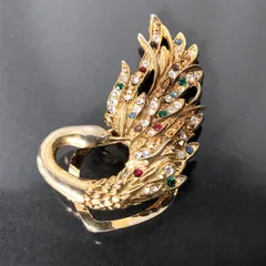 スカーフ留め クリップ 白鳥 スワン ゴールドカラー ラインストーン マルチカラー  レディースアクセサリー■S211