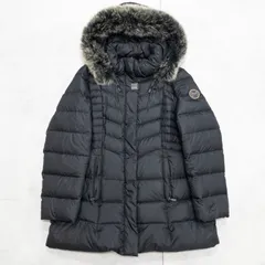 BALMAIN　バルマン　ダウンジャケット　コート　フード　フォックスファー　ポリエステル　ブラック　レディース　L　b00194