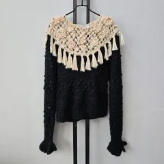 ZARA ブラック バラ ローズ パータン ニット