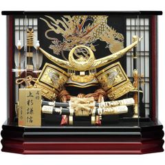送込/高級/五月人形/竹麻呂作/京甲冑 兜飾り前立て龍は水晶付 鎧櫃