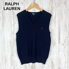 Polo by Ralph Lauren ポロバイラルフローレン ポニーロゴ刺繍 Vネック ベスト ノースリーブ ニット ネイビー