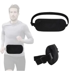 YAARUJEE セキュリティポーチ ウエストポーチ スキミング防止 ポーチ 海外旅行 スリ対策 バッグ 防水 大容量 超薄型 軽量 パスポートケース パスポート 腹巻 ランニング アウトドア 旅行便利グッズ 男女兼用 (ブラック)