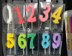 ナンバーキャンドルパステル　0番〜9番　&　パーティキャンドル6本入り×10束　2セット