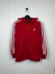 O052 アディダス 3本線 レッド フードジップアップ L